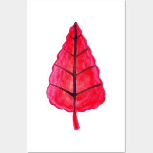 Watercolor Red Leaf Posters and Art